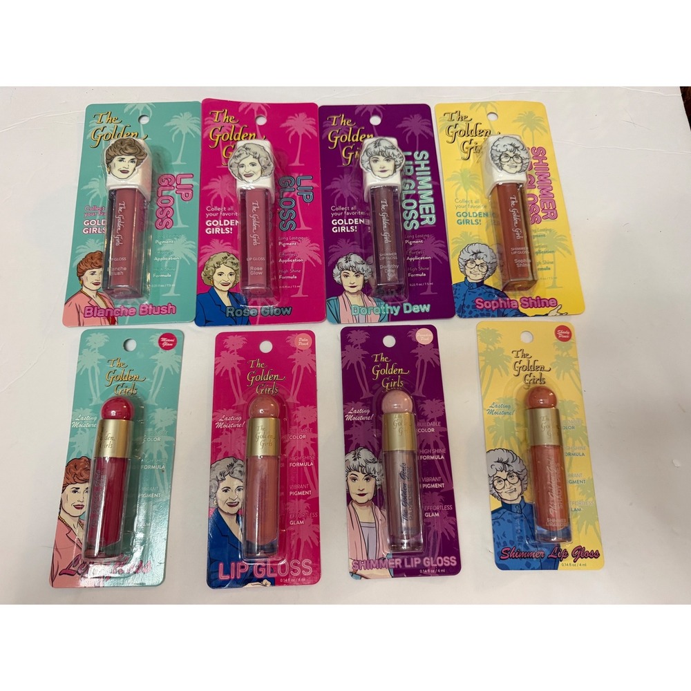 The Golden Girls Lip Gloss Shimmer Set of 8 Blanche Rose Dorothy Sophia NIP